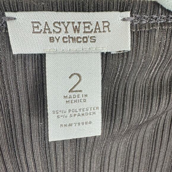 Easywear By Chico's Brown Long Sleeve Ribbed Stretchy Open Blouse Size L - Picture 4 of 5